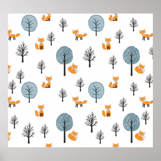 Bosvossen:  witte achtergrond poster (Voorkant)