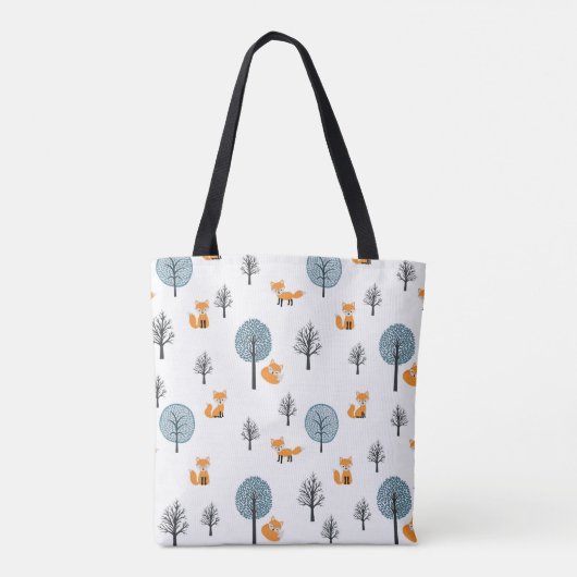Bosvossen:  witte achtergrond tote bag (Achterkant)