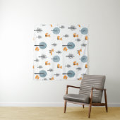 Bosvossen: witte achtergrond wandkleed (In Situ (horizontaal))