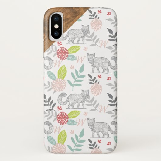 Bosvosvos & Bloemige Bladmonogram Case-Mate iPhone Case (Achterkant)