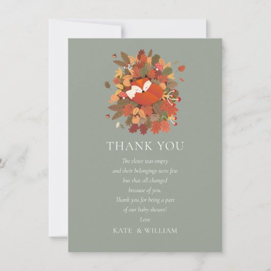 Bosvoswelpje Baby Shower Bedankt Gedicht (Voorkant)