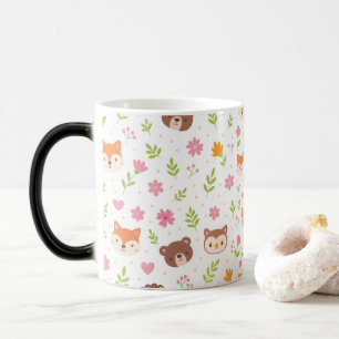 Bosvrienden & Bloemen Naadloos Patroon Schattig Magische Mok