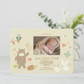 Bosvrienden Foto Geboorteaankondiging Aankondiging (Staand voorkant)