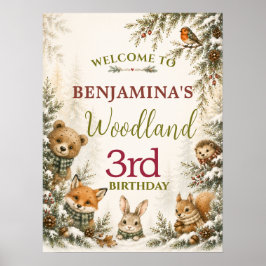 Bosvrienden Gezellige Winter 3e Verjaardag Poster