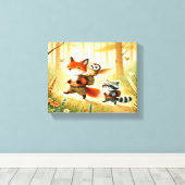 Bosvrienden Nursery Canvas Muurkunst Afdruk (Insitu (Houten vloer))