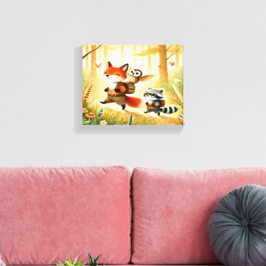 Bosvrienden Nursery Canvas Muurkunst Afdruk (Insitu (Woonkamer))