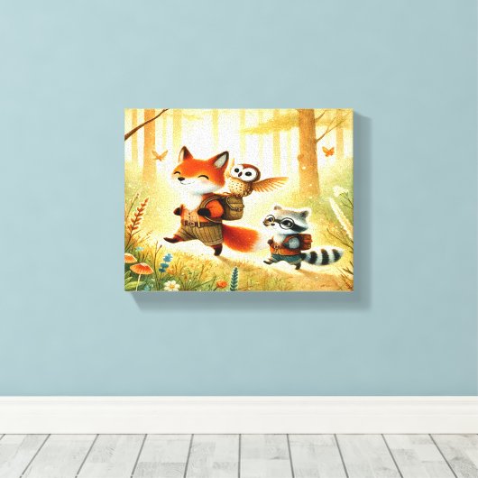 Bosvrienden Nursery Canvas Wandkunst (Insitu (Houten vloer))