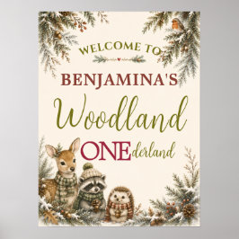 Bosvrienden Woodland ONEderland Eerste Verjaardag Poster