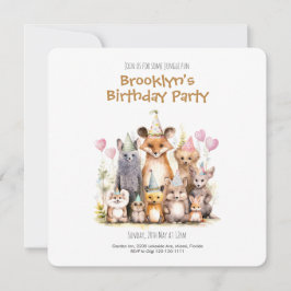 Bosvriendschappelijke Kaart Birthday Party Invitat