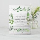 Boswachtersbos groen rustiek trouwfoto save the date (Staand voorkant)