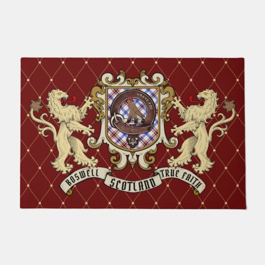 Boswell Clan Badge & Tartan Deurmat (Voorkant)