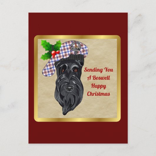 Boswell Clan Badge & Tartan KerstBriefkaart Briefkaart (Voorkant)