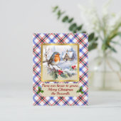 Boswell Crest & Tartan w/Robin gepersonaliseerd Feestdagenkaart (Staand voorkant)