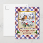 Boswell Crest & Tartan w/Robin gepersonaliseerd Feestdagenkaart (Voorkant / Achterkant)