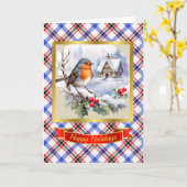 Boswell Crest & Tartan w/Robin gepersonaliseerd Kaart (Gele Bloem)