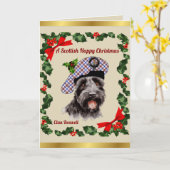 Boswell Scottie Dog gepersonaliseerde Xmas Kaart (Gele Bloem)