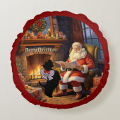 Boswell Scottie Dog & Santa Gepersonaliseerde Kers Rond Kussen (Voorkant)