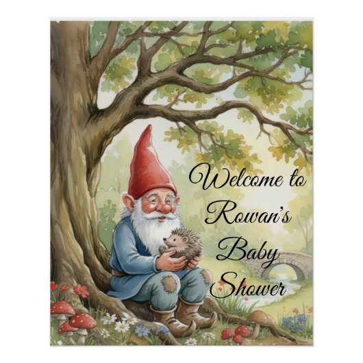 Boswezens kabouter babyshower poster (Voorkant)