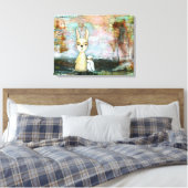 Boswezens Konijnenuil grillige dierlijke kunst Canvas Afdruk (Insitu (Slaapkamer))