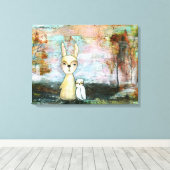 Boswezens Konijnenuil grillige dierlijke kunst Canvas Afdruk (Insitu (Houten vloer))