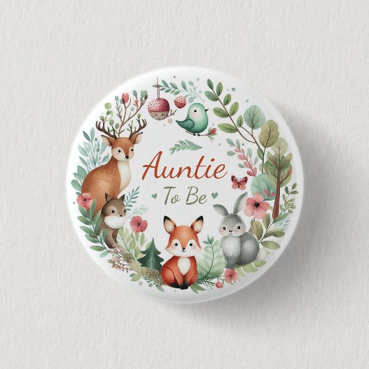 Boswezens | Tante om Woodland Whimsy Ronde Button 3,2 Cm (Voorkant)