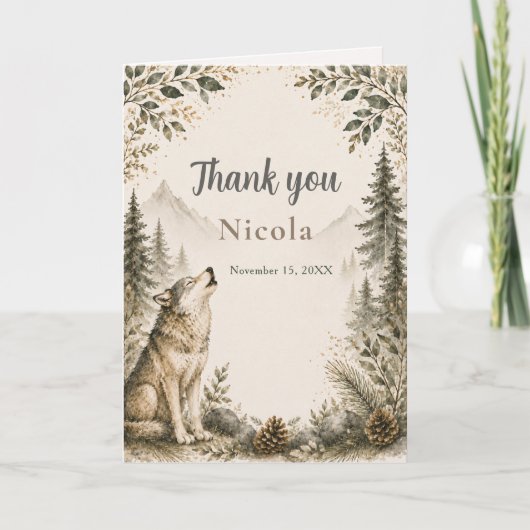 Boswolf Baby Shower Bedankkaart (Voorkant)