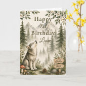 Boswolf Eerste Verjaardag Kaart (Gele Bloem)