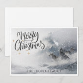 Boswolven huilen in de wintersneeuw Prettig kerstf Feestdagenkaart (Voorkant / Achterkant)