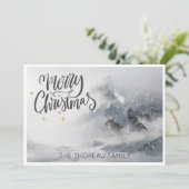 Boswolven huilen in de wintersneeuw Prettig kerstf Feestdagenkaart (Staand voorkant)