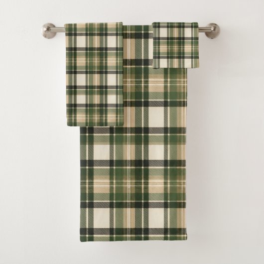 Boswoud Groen Tartan Plaid Bad Handdoek (Insitu)