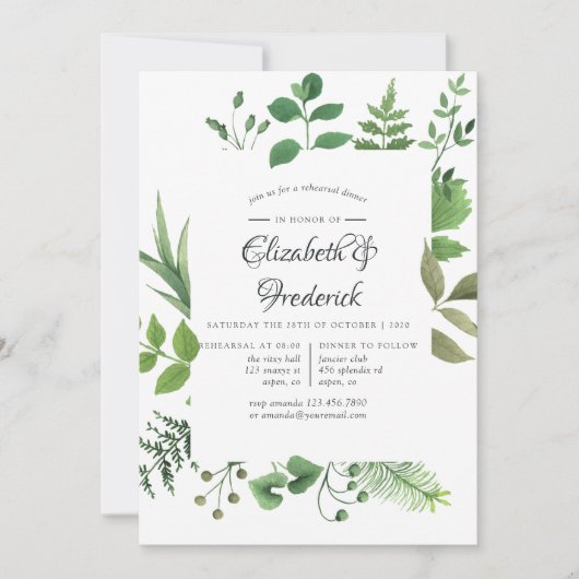 Boswoud Rehearsal Dinner Kaart (Voorkant)