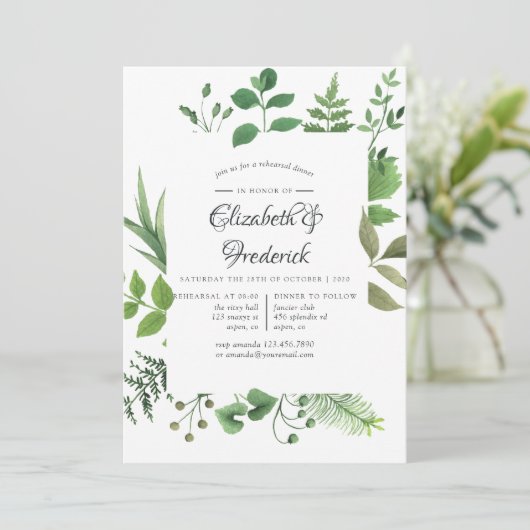 Boswoud Rehearsal Dinner Kaart (Staand voorkant)