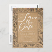 Boswoud Rustieke Kraft Script Save the Date Briefkaart (Voorkant / Achterkant)