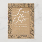Boswoud Rustieke Kraft Script Save the Date Briefkaart (Voorkant)