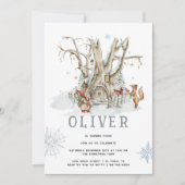 Boswoud Winter | Kerst Verjaardagsfeestje Kaart (Voorkant)