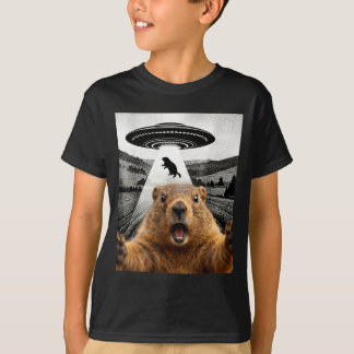 Boszagelfoto met Alien-UFO-humor Mannen Vrouwen Ki T-shirt