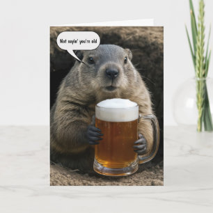 Boszijn die oud wordt verjaardag met bierpul  kaart