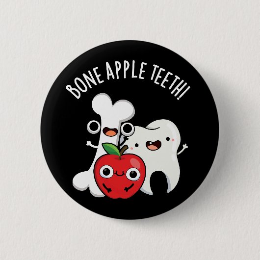 Bot Apple Tanden Grappig Bona Appetit Woordspeling Ronde Button 5,7 Cm (Voorkant)
