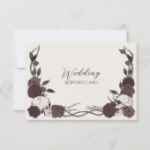Bot & Burgundy Schedel Bloem Bruiloft RSVP Save The Date (Voorkant)