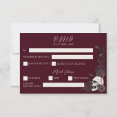 Bot & Burgundy Schedel Bloem Bruiloft RSVP Save The Date (Achterkant)
