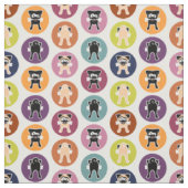 Bot! Cirkelafdrukken (Fawn & Black Pugs) Stof (Swatch)