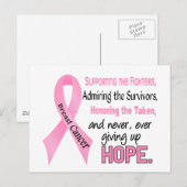 Bot- en aanjagers die roze lintafbrekende kanker h briefkaart (Voorkant / Achterkant)