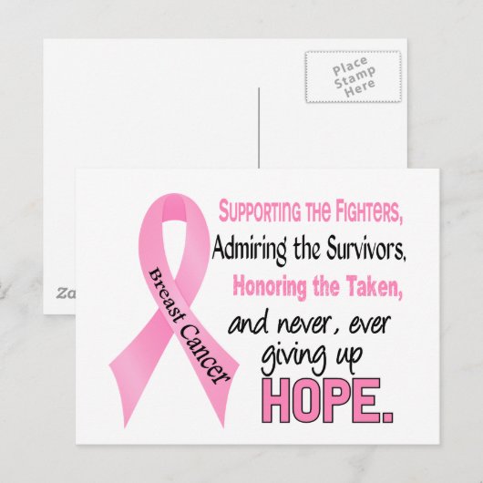 Bot- en aanjagers die roze lintafbrekende kanker h briefkaart (Voorkant / Achterkant)