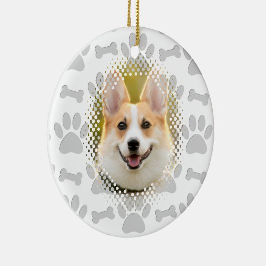 Bot en poot print patroon hond Lijst Keramisch Ornament (Rechts)
