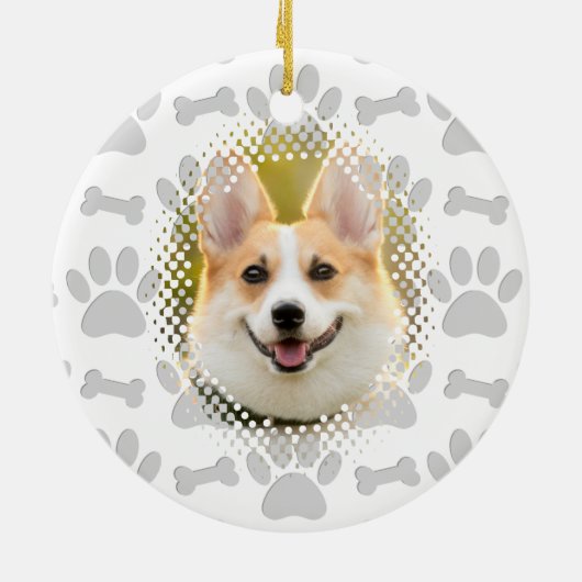 Bot en poot print patroon hond Lijst Keramisch Ornament (Achterkant)