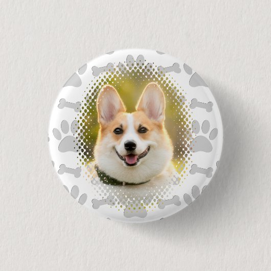 Bot en poot print patroon hond Lijst Ronde Button 3,2 Cm (Voorkant)