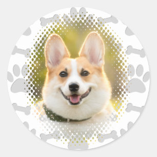 Bot en poot print patroon hond Lijst Ronde Sticker