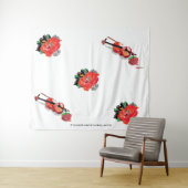 Bot: HAWAÏAN RED HIBISCUS MET VIOLIN Wandkleed (In Situ (horizontaal))