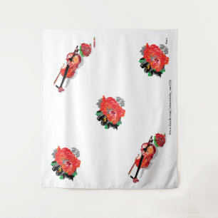 Bot: HAWAÏAN RED HIBISCUS MET VIOLIN Wandkleed