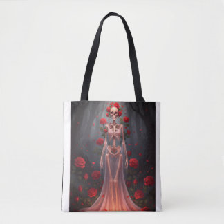 Bot meisje met een trouwjurk in een bos  tote bag